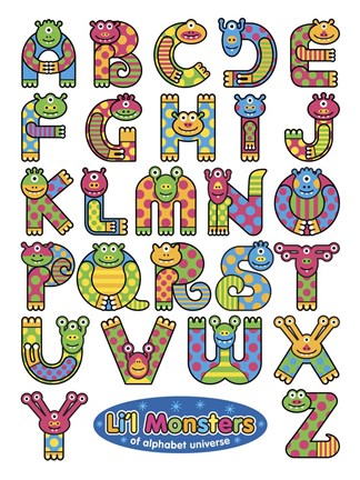 Framed Li&#39;l Monsters of Alphabet Universe Print