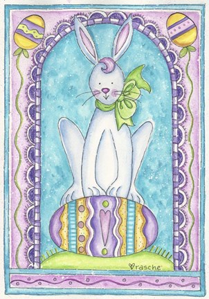 Framed Easter Bunny on Egg Print