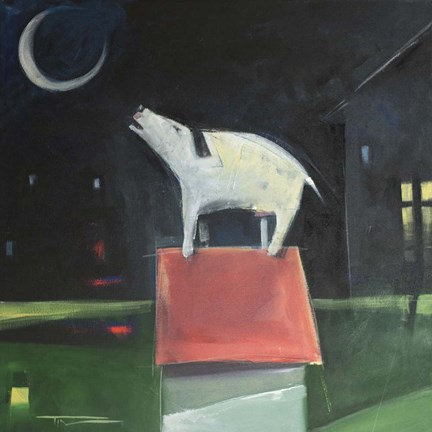 Framed Dog On House Print