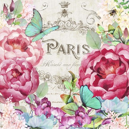 Framed Paris Flower Market II Print