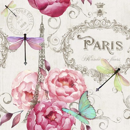 Framed Paris Flower Market Pattern Print