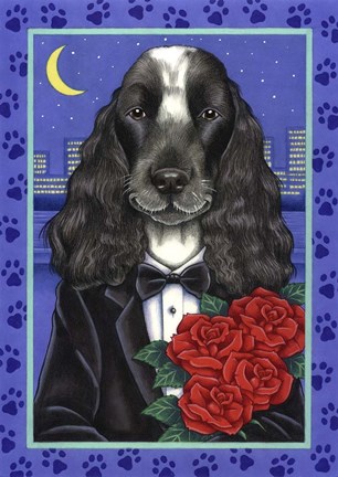 Framed Cocker Spaniel Tuxedo Print