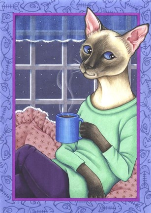 Framed Coffee Cat Print