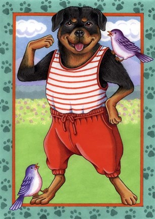 Framed Rottweiler Workout Print