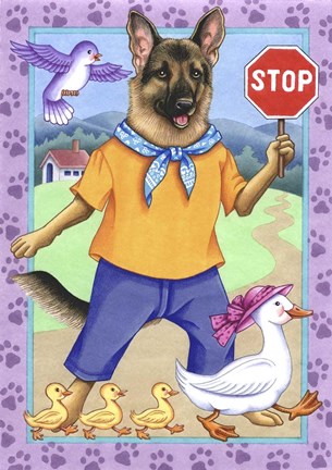 Framed Shepherd Crossing Guard Print