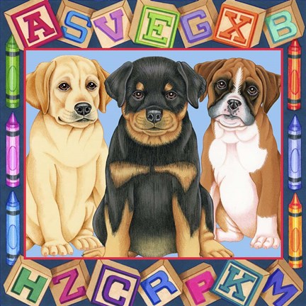 Framed Back To School Pups Print