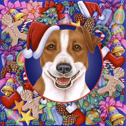 Framed Christmas Jack Russel Print