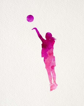 Framed Basketball Girl Watercolor Silhouette Part IV Print