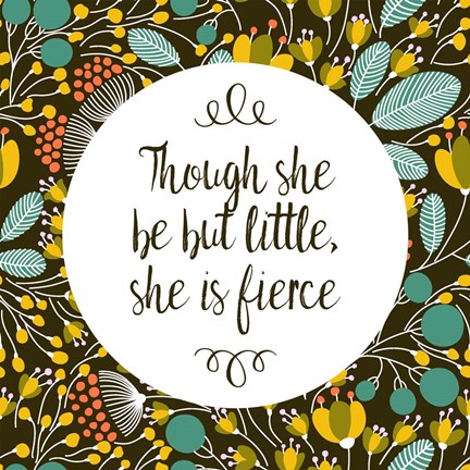 Framed Though She Be But Little - Retro Floral Black Print