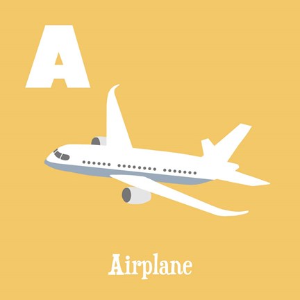 Framed Transportation Alphabet - A is for Airplane Print