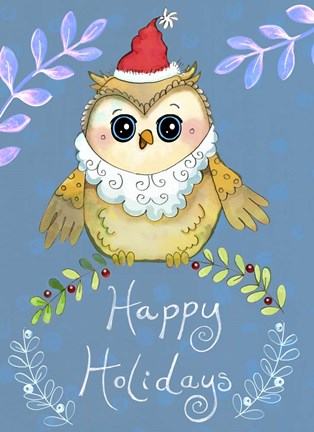 Framed Santa Owl Big Eyes Print