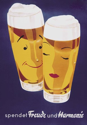 Framed Female Male Beer Print