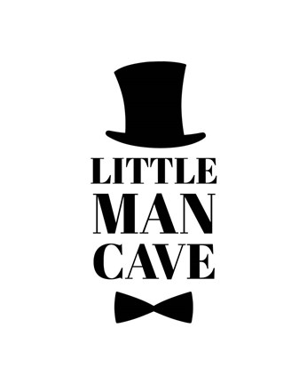 Framed Little Man Cave Top Hat and Bow Tie - White Print