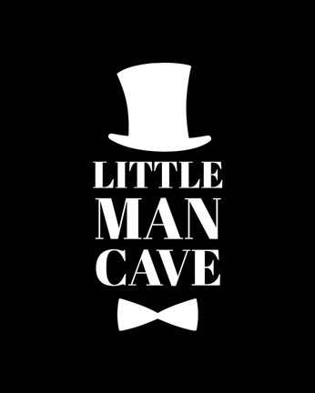 Framed Little Man Cave Top Hat and Bow Tie - Black Print