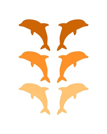 Framed Leaping Dolphins - Orange Print