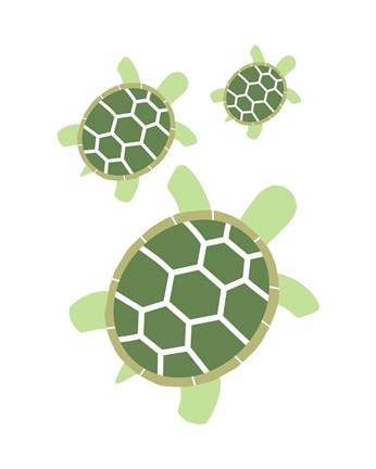 Framed Three Turtles - Green Print
