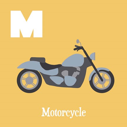 Framed Transportation Alphabet - M is for Motorcycle Print