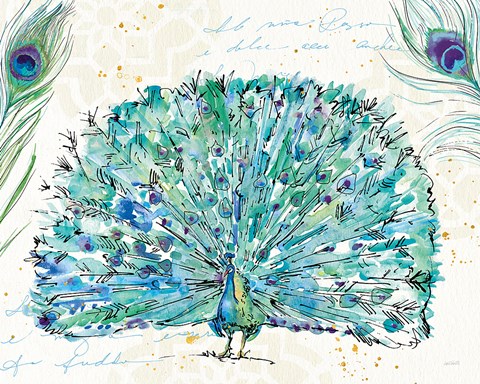 Framed Peacock Garden IX Purple Print