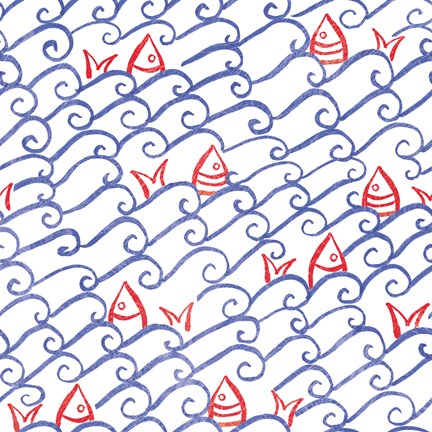 Framed Coastal Birds Pattern VA Print