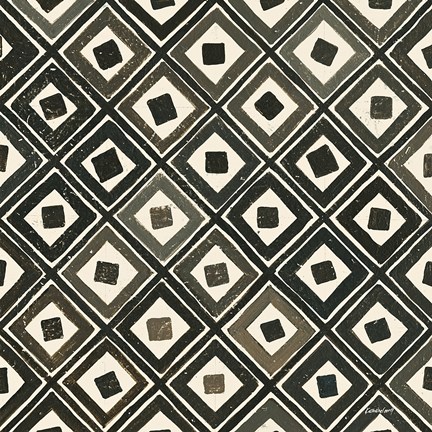 Framed Diagonal Squares Light Print