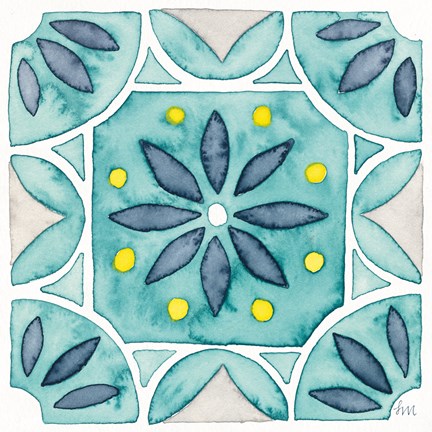 Framed Garden Getaway Tile VIII Teal Print