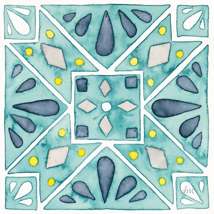 Framed Garden Getaway Tile IX Teal Print