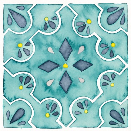 Framed Garden Getaway Tile II Teal Print