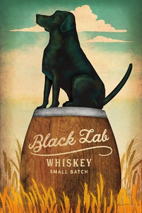 Framed Black Lab Whiskey Print