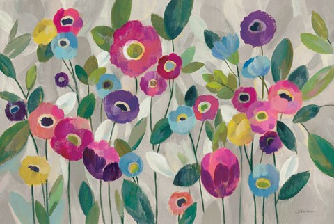 Framed Fairy Tale Flowers V Pink Print