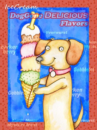 Framed Long Dog Tall Ice Cream Print