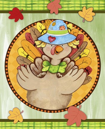 Framed Turkey Scarecrow Print