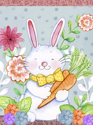 Framed Carrots And Bunny Print