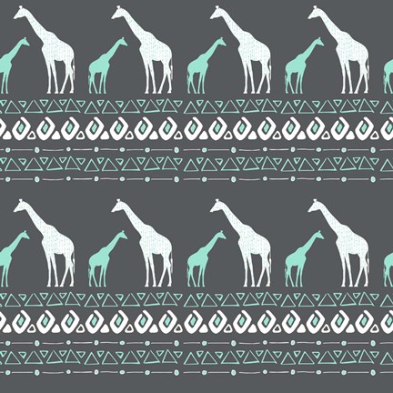 Framed Tribal Giraffes Print