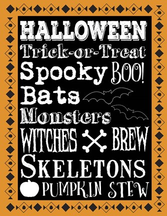 Framed Halloween Words 1 Outlines Print