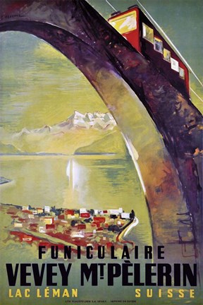 Framed Funiculaire Vevey Mt. Pelerin Print