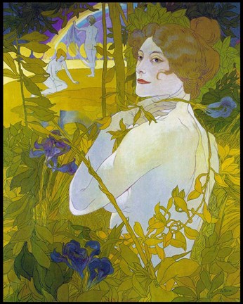 Framed De Feure La Femme A L'iris Print