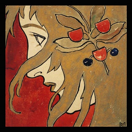 Framed Koloman Moser Profile Of A Girl Prep 1897 Print