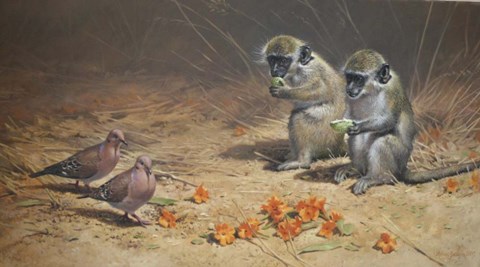 Framed Monks And Dove Print