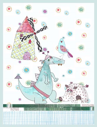 Framed Dragon &amp; Wild Boar Print