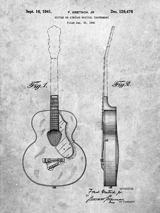 Framed Guitar of Similar Musical Instrument Patent Print