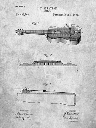 Framed Stratton Guitar Patent Print