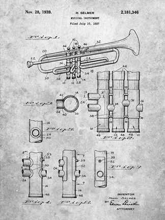 Framed Musical Instrument Patent Print