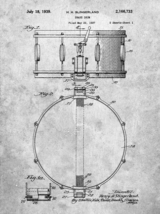 Framed Snare Drum Patent Print