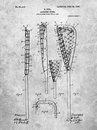 Framed Lacrosse Stick Patent Print