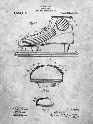 Framed Hockey Shoe Patent Print