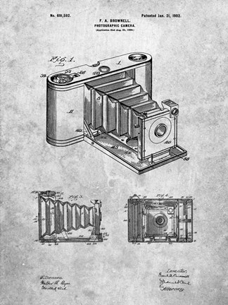 Framed Brownell Photographic Camera Patent Print