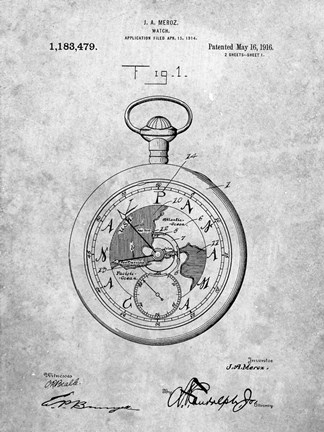 Framed Watch Patent Print
