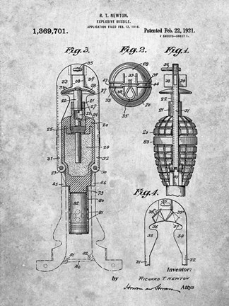 Framed Explosive Missile Patent Print