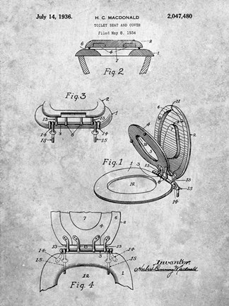 Framed Toilet Seat and Cover Patent Print