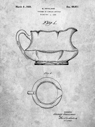 Framed Haviland Pitcher or Similar Article Patent Print